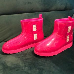 UGG Hot pink and clear mini boots. Barely worn, no box